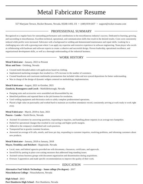 metal fabricator resume|fabricator resume sample pdf.